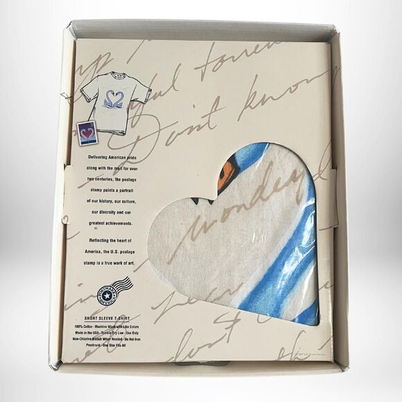 RARE Vintage USPS Swan Love Stamp T-Shirt Commemorating the Swan Stamp - NIB - Picture 1 of 3